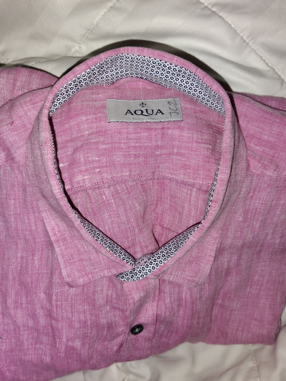 Aqua 100 % Linen Men’s Pink Casual Button-Down Shirt